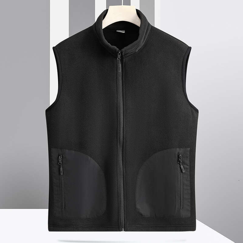 Polar Outdoor Fleece Vest Men, 2024 Autumn and Winter Windproof Standing Collar Top, Warm Cardigan, Camisole Jacket for Men Hoddies Designer Pink Hood