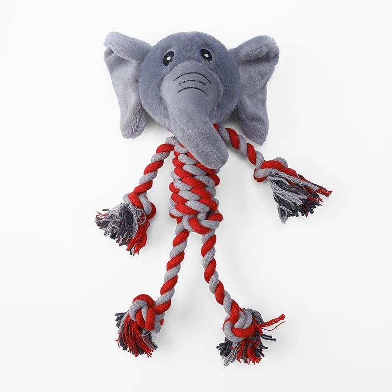 Pet Dog Squeaky Toy Soft Plush Chew Stuffed Animal Shape Bite Resistant Dog Cotton Rope Toys For Small Dog Pet Supplies