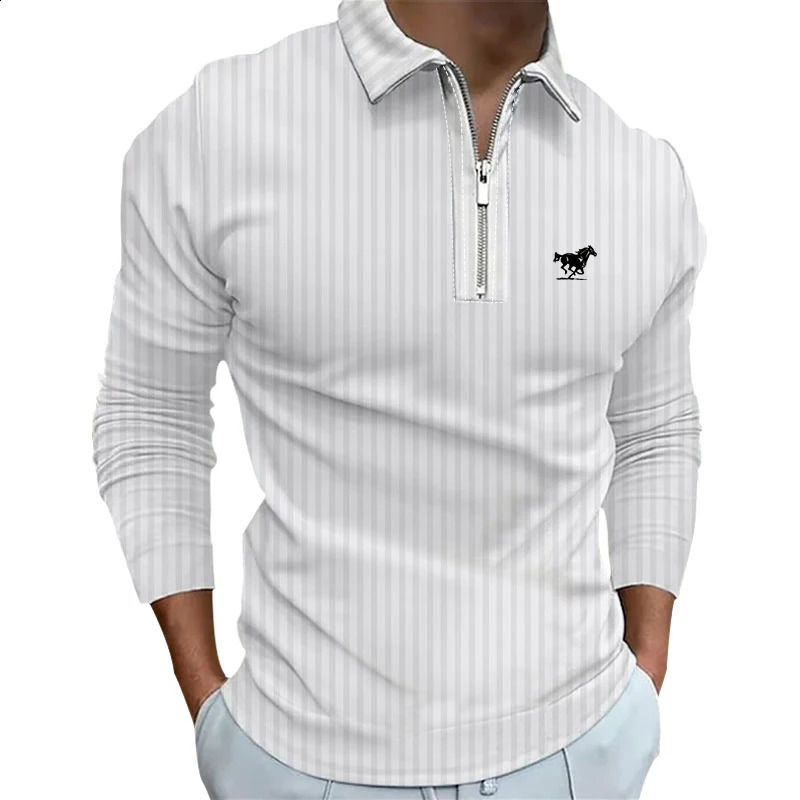 Men Clothes Long Sleeve Fashion Zipper Polo Shirt Men Autumn Casual Polo Shirt 3D Digital Print 100% Polyester Polo Shirt . 240717