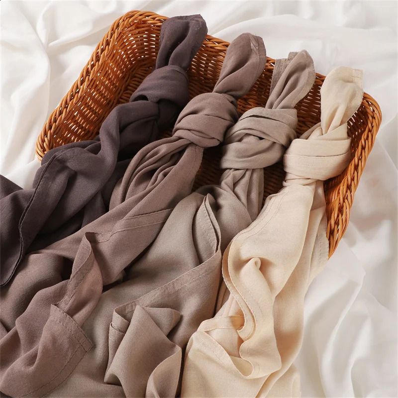 Ramadan Solid Color Big Size Cotton Rayon Hijab Scarf Women Muslim Headscarf Wraps Shawls Femme Musulman Headband Islamic Turban 240717