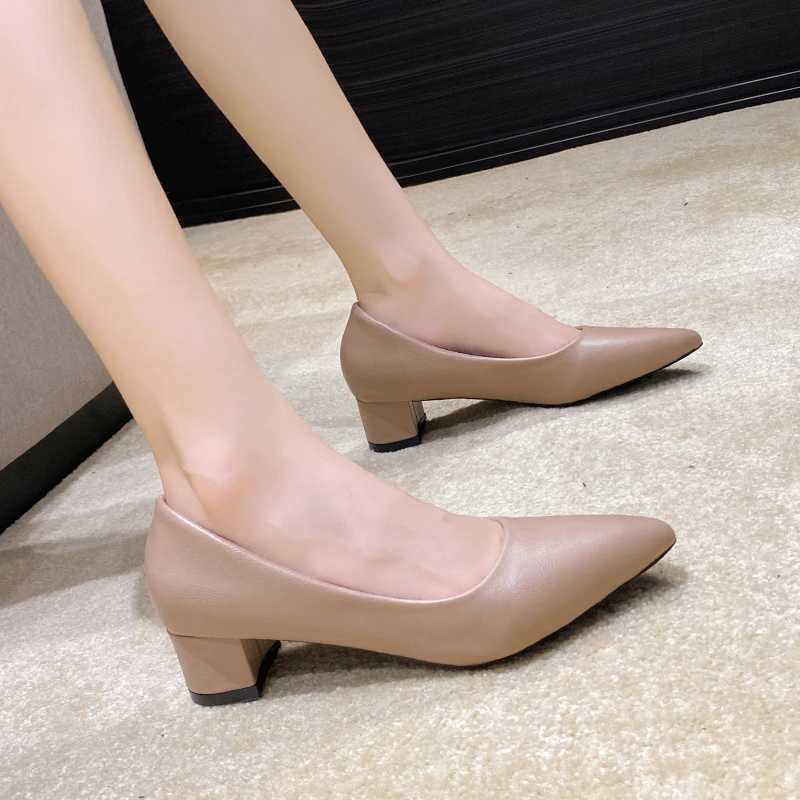 High Quality Spring/Summer New Fi Pointed Shallow Solid Coat Womens Large Professional Work High Heels Single Shoes T241024
