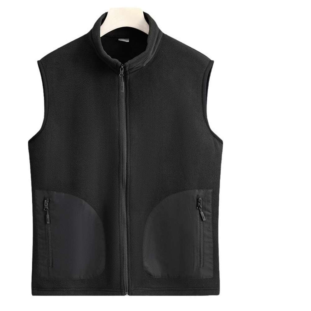 Polar Outdoor Fleece Vest Men, 2024 Autumn and Winter Windproof Standing Collar Top, Warm Cardigan, Camisole Jacket for Men Hoddies Designer Pink Hood