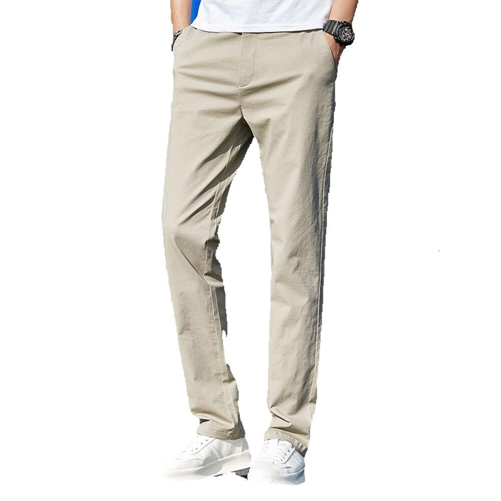 Casual 2024 Autumn Korean Version No Perm Slim Fit Straight Leg Cotton Trousers Versatile Pants Mens Fashion Bound Feet Military Pants for Man