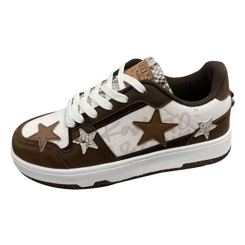 Designer In Black White Men's And Women's Retro Pentagram Versatile Casual Board Shoes