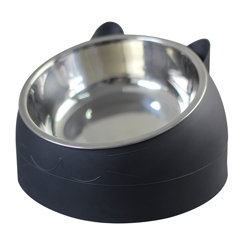 Stainless Steel Cat Bowl Non Slip Puppy Base Cat Food Drinking Water Feeder Tilt Neck Protection Dish Pet Bowl 200/400ML