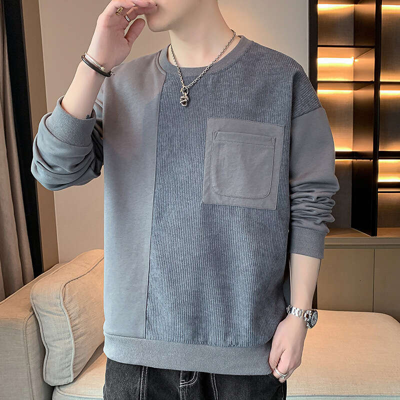 Round Neck Sweatshirt Men's Long Sleeved Autumn 2024 New Trend Casual Base Shirt Loose T-shirt Top Men Mens Hoodie Designer Polo Hoodie Jacket Se