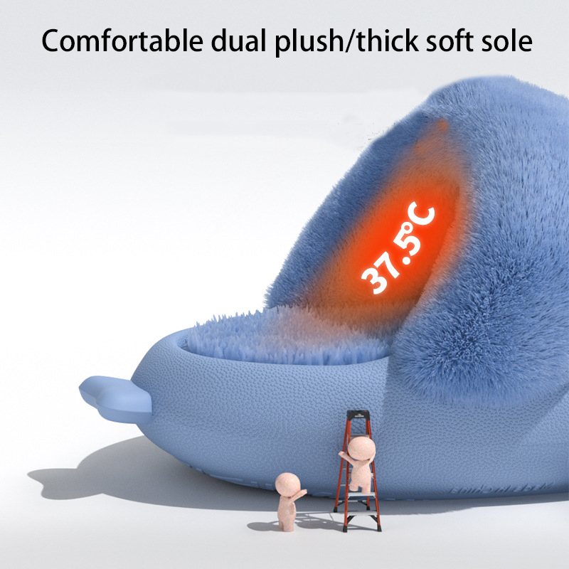 Free shipping 2024 Shark Slippers with Removable Inner Waterproof Thickened Warm Cute Couple Anti slip Cotton Shoes for Women and Men size