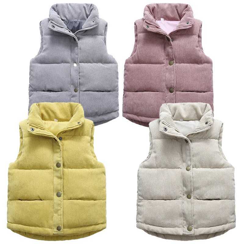 Childrens autumn warm vest girls fashionable plaid apron jacket boys casual standing collar down jacket cotton vest 2Y-10YW240724