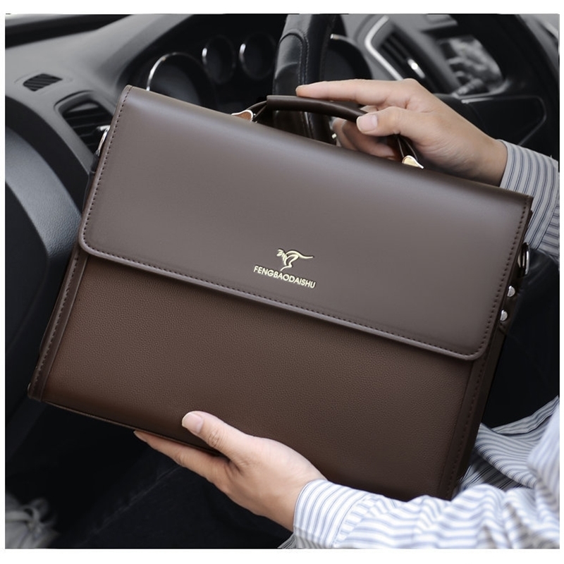 Leather Briefcases For Men Work Business Tote Bolsas Black Handbag Shoulder Lawyer Square A4 Side Crossbody Bag 240725ZYl