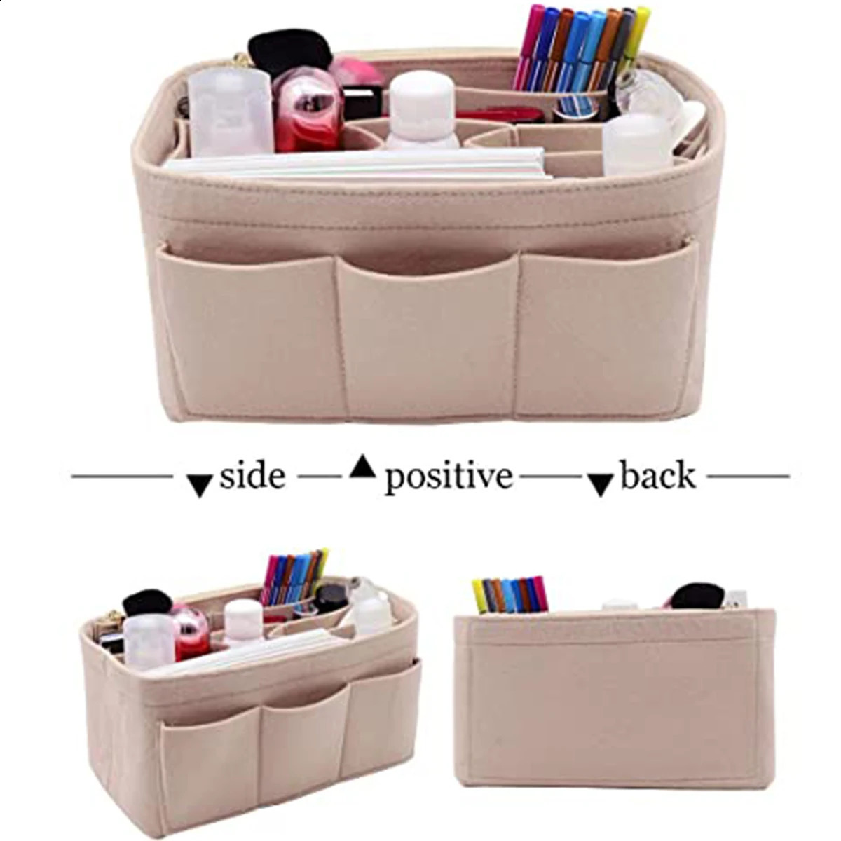 Make up Organizer Felt Insert Bag for Women Handbag Travel Inner Purse Portable Cosmetic Bags Large Capacity Purse Organizer 240726