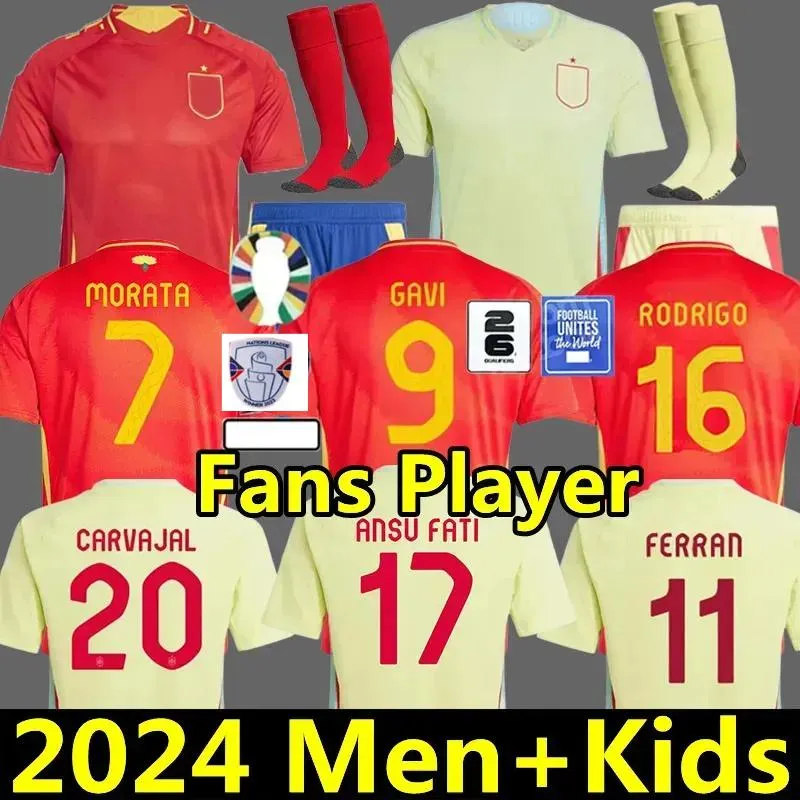 2024 Spain soccer jerseys 24 25 PEDRI MORATA FERRAN KOKE GAVI LAMINE YAMAL fans Player football shirts men kids kits LLORENTE ANSU FATI CARVAJAL OLMO Espana