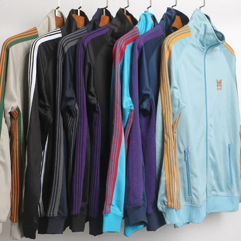 Casual Fashion Coat Men Women Knitted Stripes Jackets Zipper Track Jacket 240715