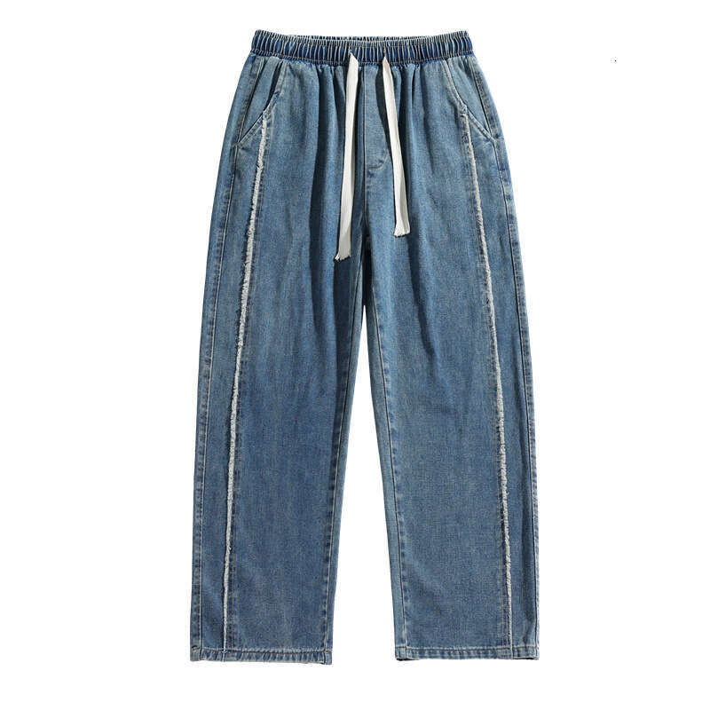 Straight Denim Autumn Loose Wide Leg 2024 New Work Casual Mens Pants Simplicity Large Size Overalls Sport Jeans for Pregnant Women Men Pants Cotton