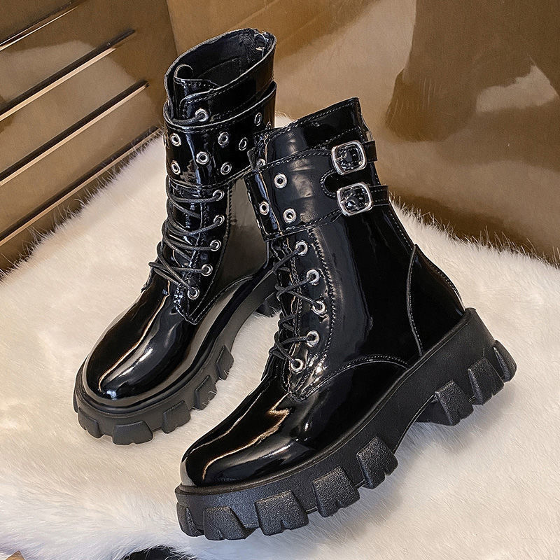 Ladies' British style thick soled short boots