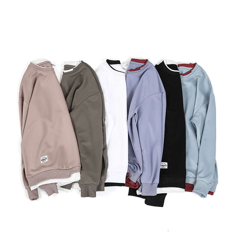 Sweatshirt 2024 Autumn Winter Plus Velvet Long Sleeved T-shirt and Teenagers Fake Two-piece Round Neck Casual Sweatshirt Top Men Hoody Designer Hoodie