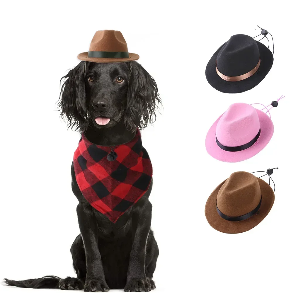Pet Hat Dog Cat Western Cowboy Hat Halloween Pet Outdoor Caps Funny Retro Photo Prop Dog Accessories Doll Decor Pet Products