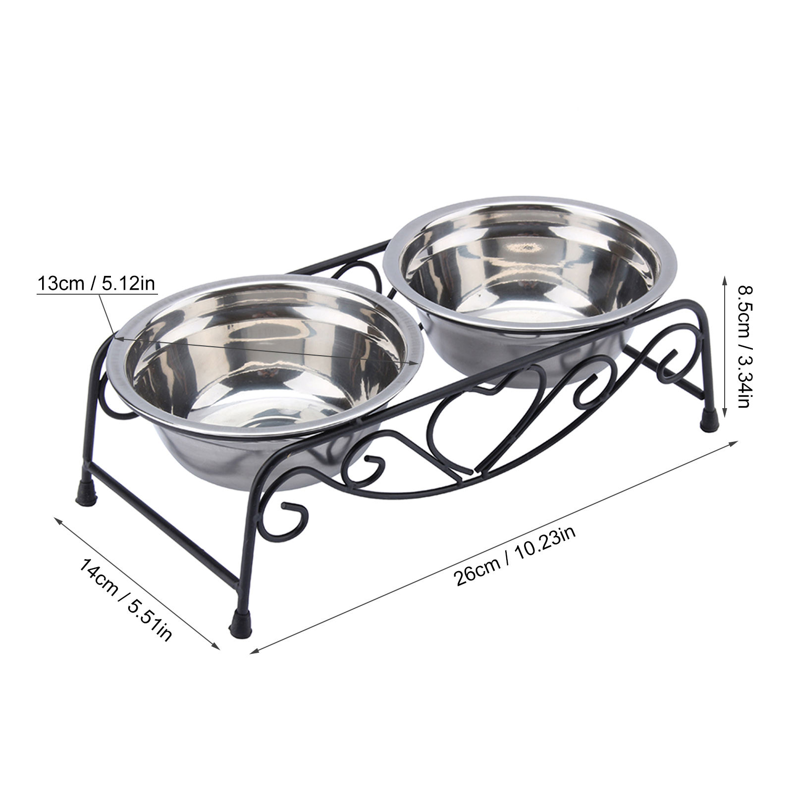Cat Dog Feeding Supplies Double Pet Bowls Dog Food Water Feeder Stainless Steel Pet Drinking Dish Feeder with Shelf Stand