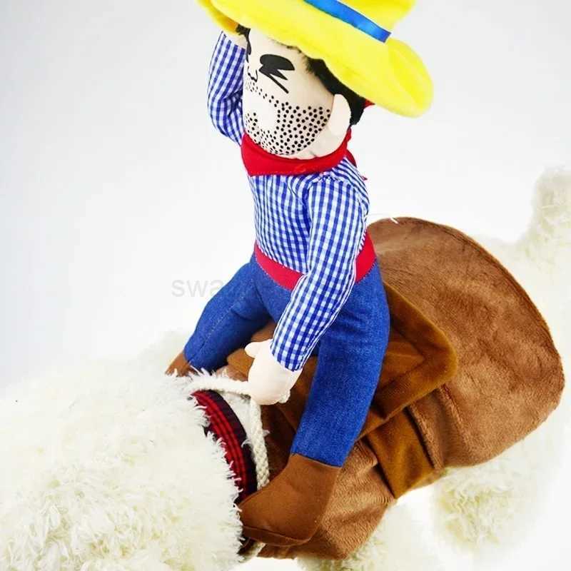 Pet Dog Cowboy Rider Clothes with Hat Cute Suit for Halloween Chrismas Festival Party Decorations Puppy Dogs Cosplay CostumeB270726