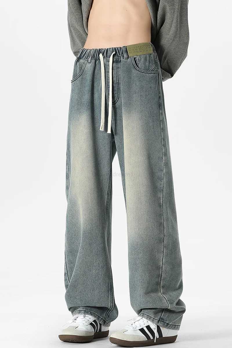 2025S Fashion Designer Baggy High Brand New Rock Pants Man Wide Leg Jeans Korean Popular Clothes American Vintage Streetwear Mens Z