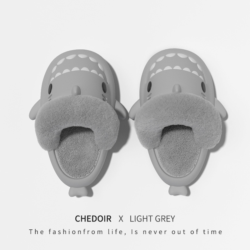 Free shipping 2024 Shark Slippers with Removable Inner Waterproof Thickened Warm Cute Couple Anti slip Cotton Shoes for Women and Men size