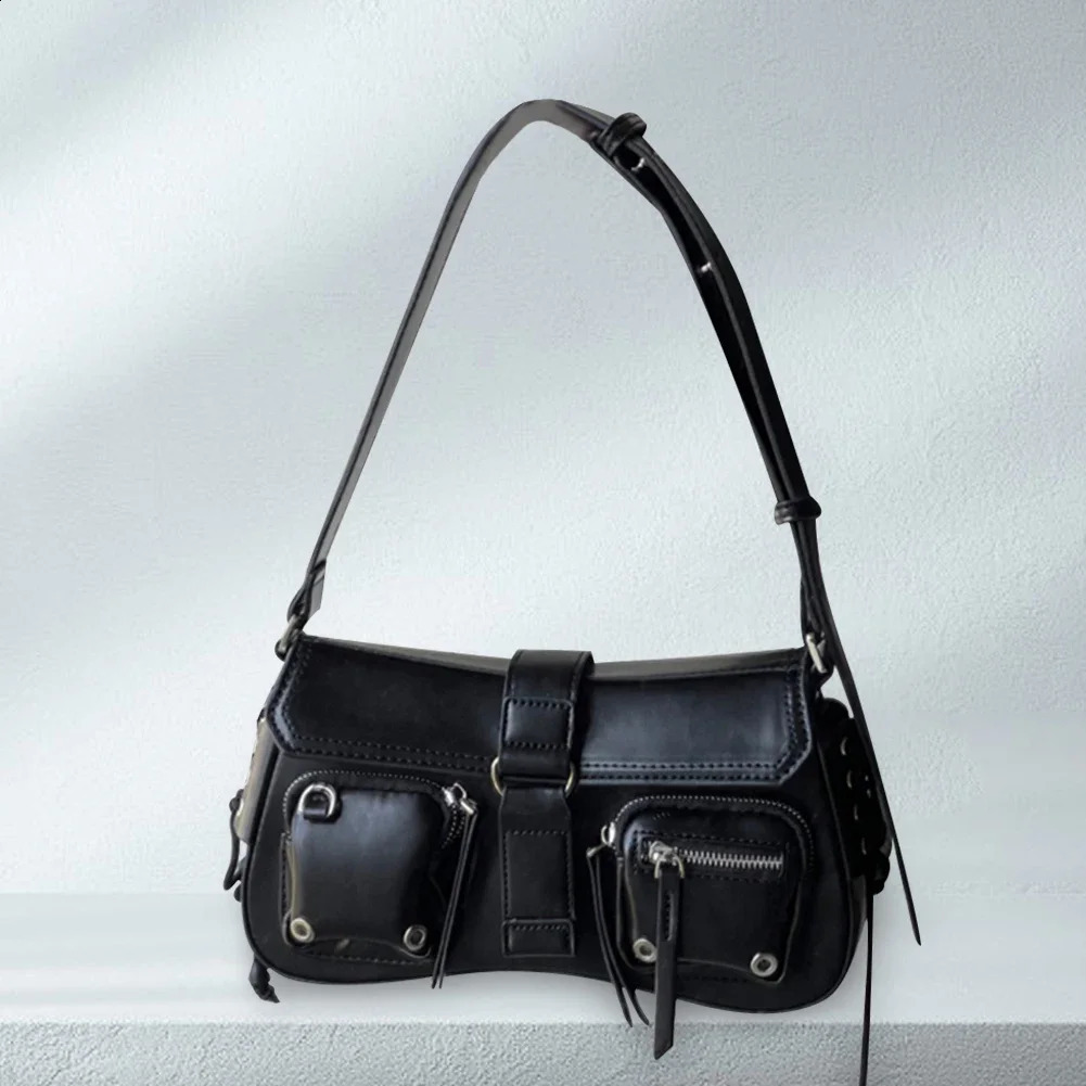 Y2K Korean Women Harajuku Vintage Gothic Black Handbag Aesthetic Elegant Punk Wallet Purse Handbags Shoulder PU Trend Tote Bags 240726