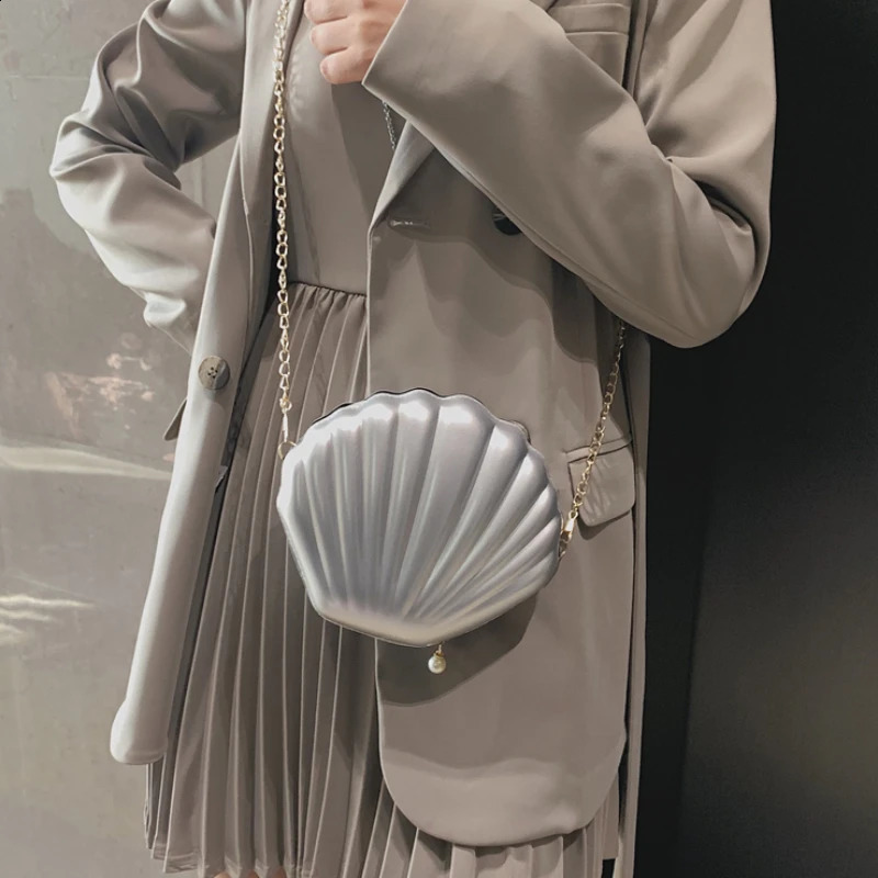 Fashion Women Shoulder Handbags Shell Bag Chain Cute Sequins Small Phone Money Pouch Zipper Crossbody Bags for y240725ZYl