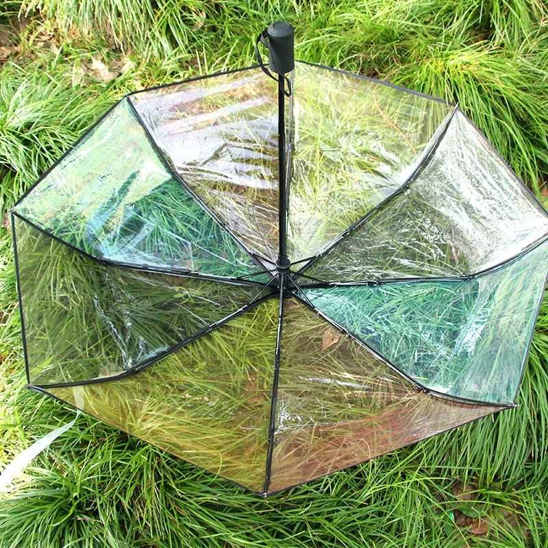 umbrella Colorful transparent automatic umbrella Travel lightweight folding umbrella Wind and rain resistant three fold umbrellaM251122