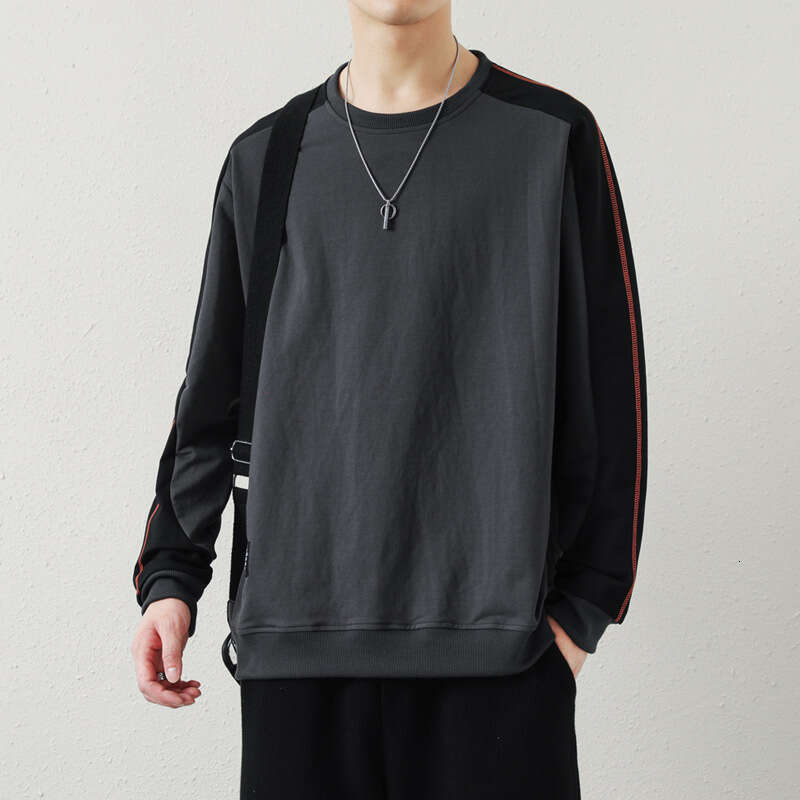 Round Neck Sweatshirt for Men in Autumn 2024, Loose and Casual Sports Base Shirt, Cotton Long Sleeved Trendy Men's Top Hoodrich Mens Fashion