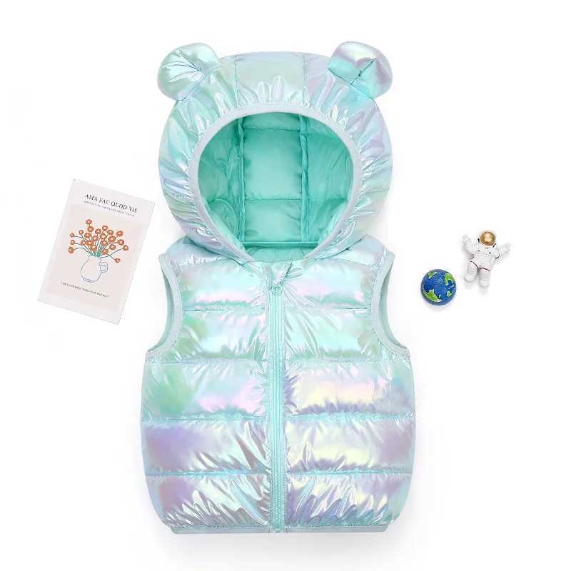 Autumn and winter childrens vest 2023 new fashion sleeveless jacket for girls and boys hooded vest jacket for 2-6 years childrens clothingW240724