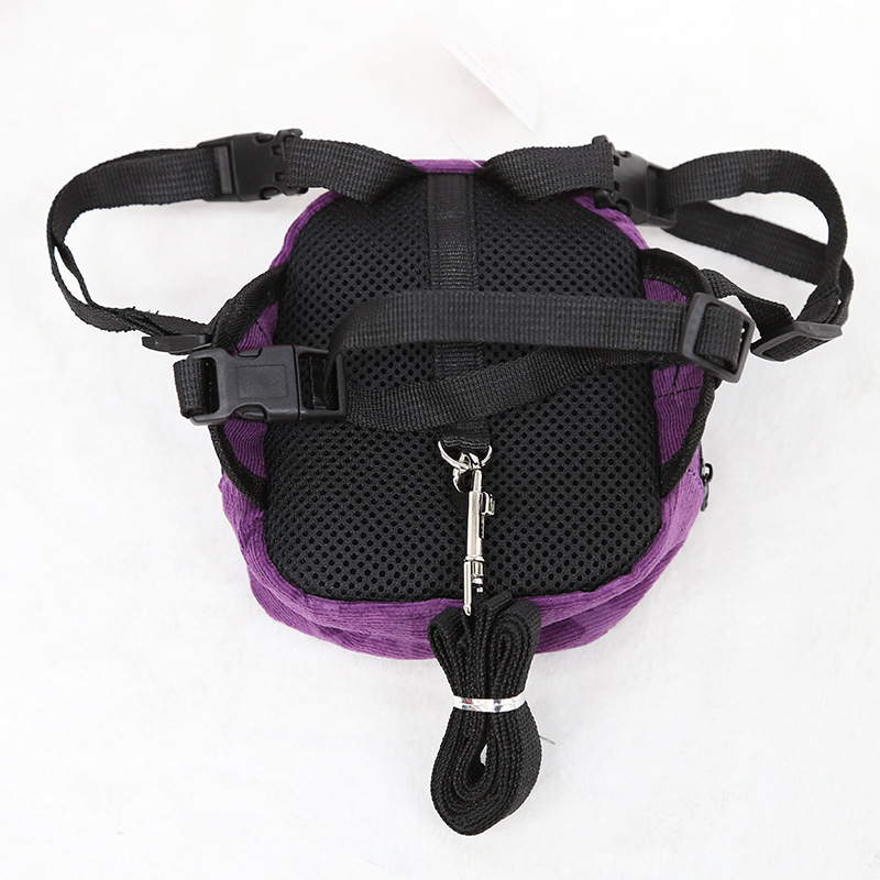 Petstyle Retro Corduroy Self Backpack Dog Protective Outgoing Bag Traction Rope Adjustable Dog Leash Rope Bag For Outgoing