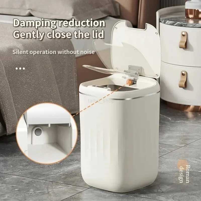 Automatic Sensor Trash Can 20L UV Light Induction Trash Can Smart Dustbin For Toilet Wastebasket Lid Smart Home BathroomB240726
