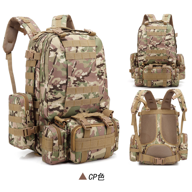 Oxford cloth multi-functional outdoor mountaineering combination backpack march camouflage travel large capacity tactical backpack for men
