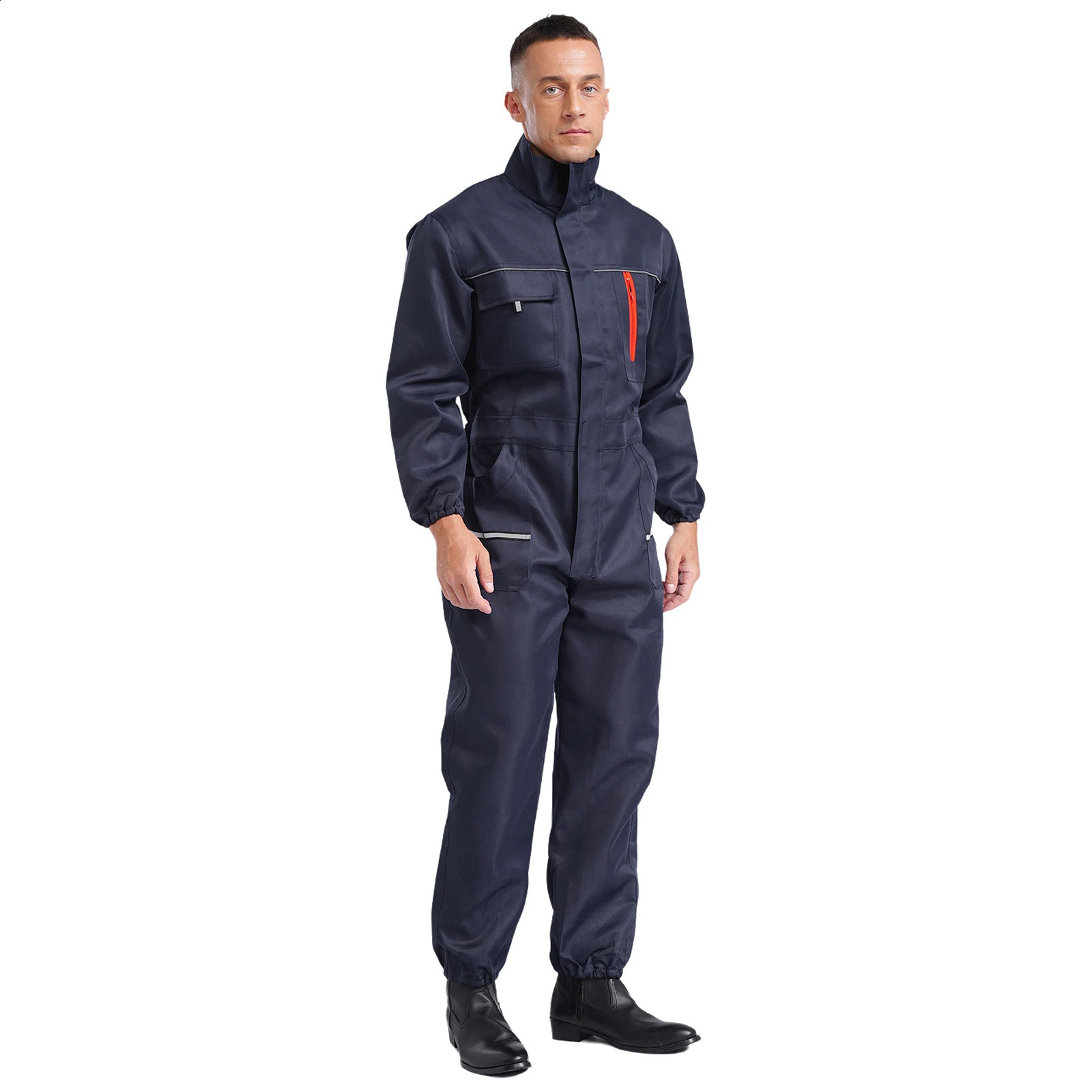 Mens Work Overall Uniform Reflective Stripes Working Coveralls Jumpsuits Welding Suit Car Repair Workshop Mechanic Work Clothes 240716