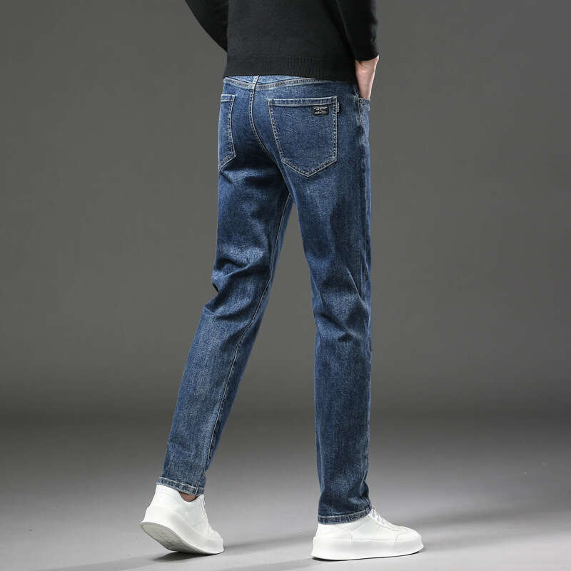 Mens Elastic 2024 Spring New Cotton Mens Pants Quality Versatile Casual Straight Leg Jeans Men Harlan Sweatpants Pants Trousers Cartoon Half Pants for