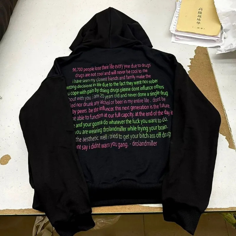 Y2k American Street Fashion Anime Letter Graffiti Print Oversized Hoodie Men Goth Hip Hop Fashion Pullover Sweatshirt Women 240726