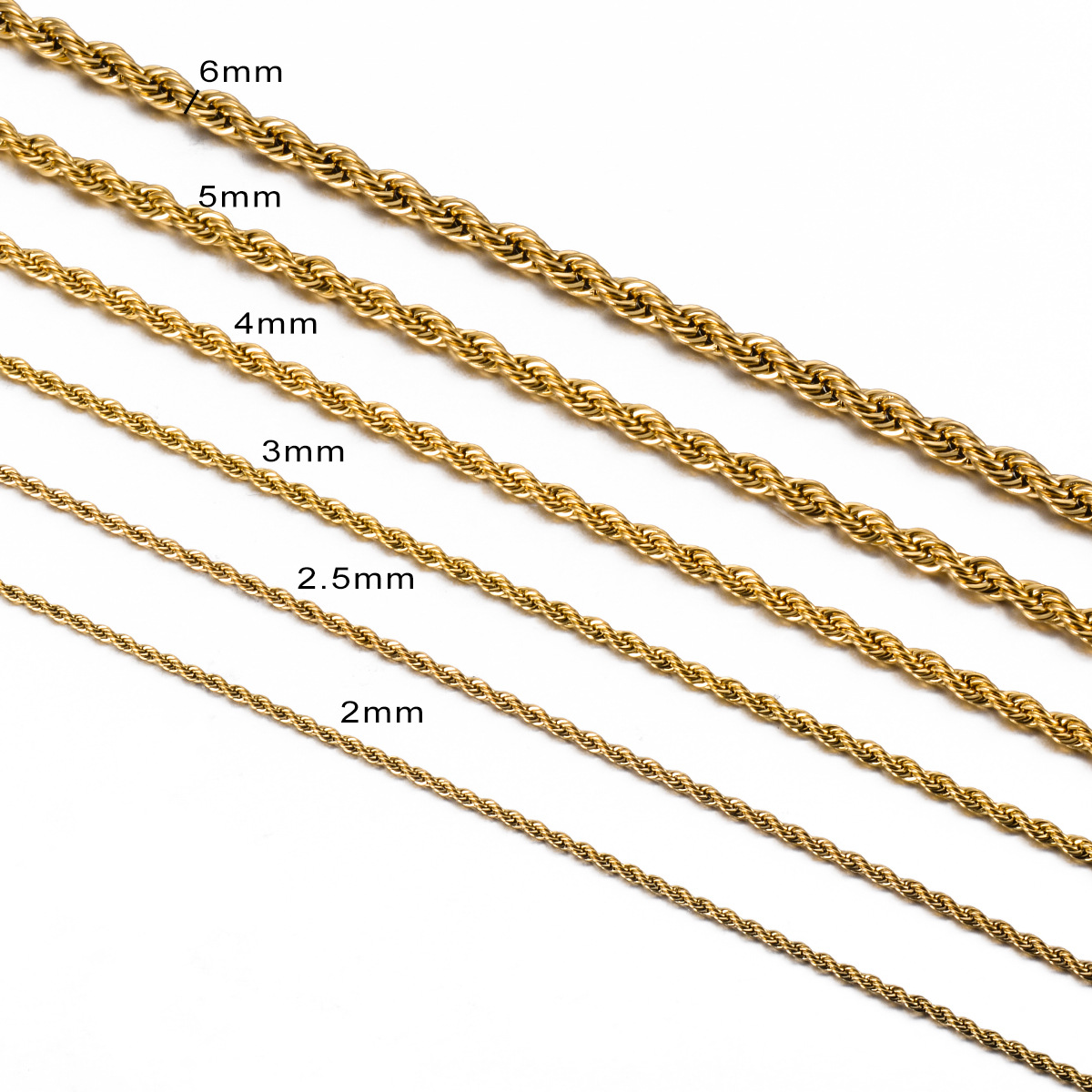 Real Gold Plated Stainless Steel Rope Chain Necklace for Men Women Gift TopBling Jewelry Accessories