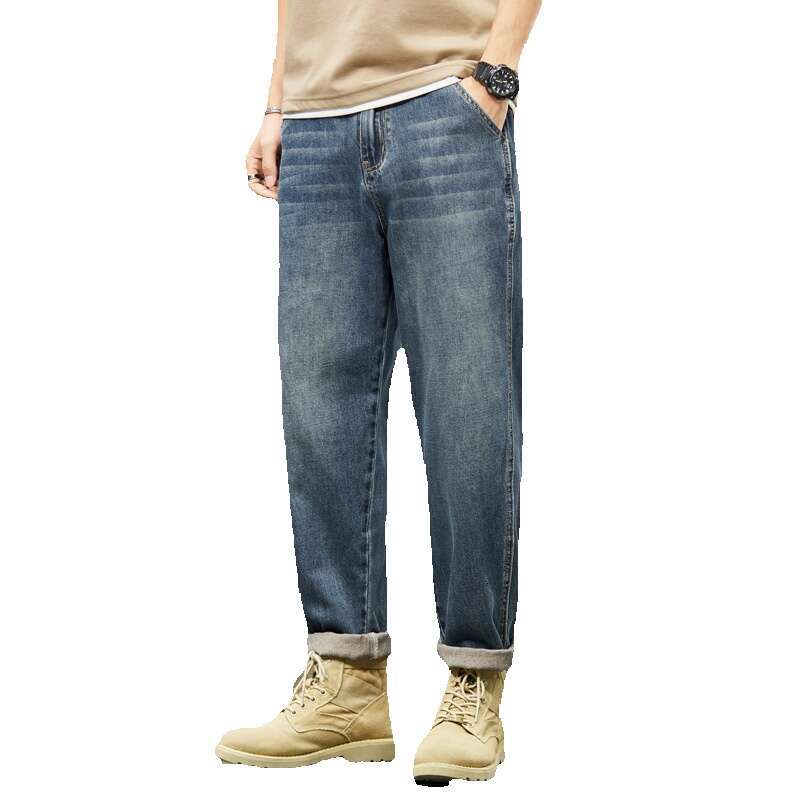Jeans 2024 Spring and Autumn Straight Leg Loose Casual Korean Version Trend Versatile Oversized Pants Mens Fashion Brand College Style Pants Trousers 