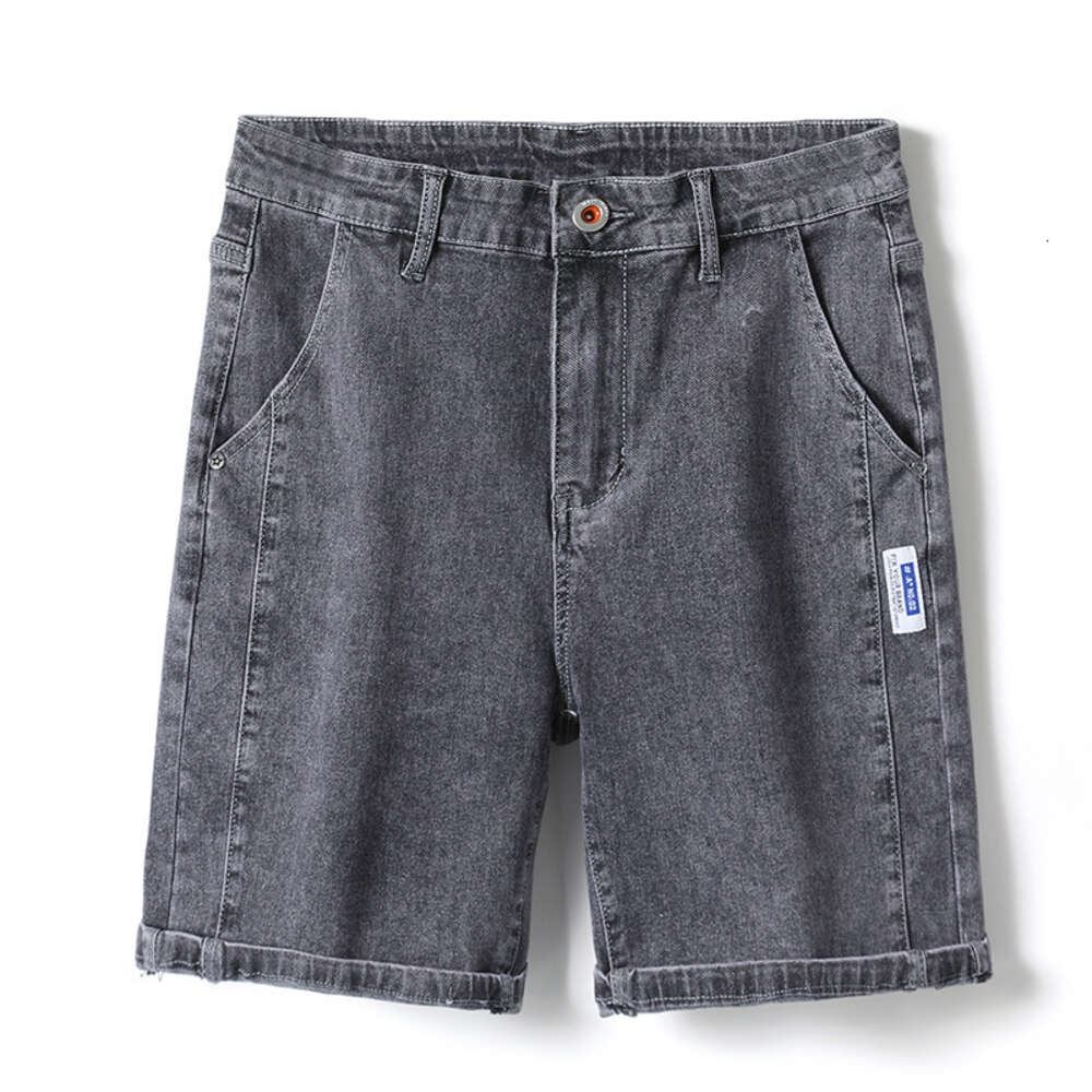 Thin Denim Shorts 2024 New Summer Quarter Trend Korean Version Elastic Mens Mid Length Pants Ice Silk Bound Feet Nine Points Jeans for Pregnant Women