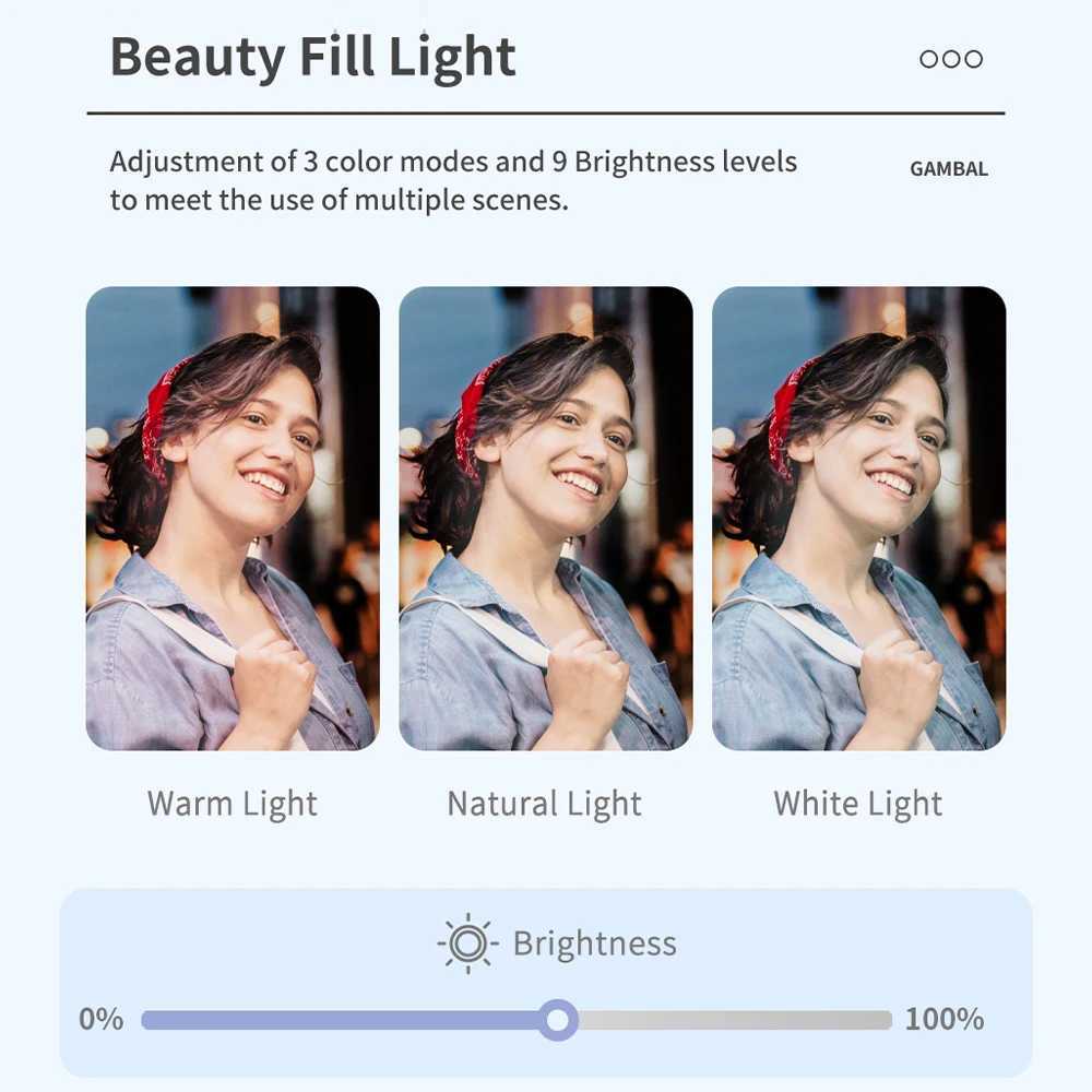 Multifunctional Face Tracking Wireless Selfie Stick Trip with Fill Light 360 Rotation Detachable Remote for Live StreamingM240719