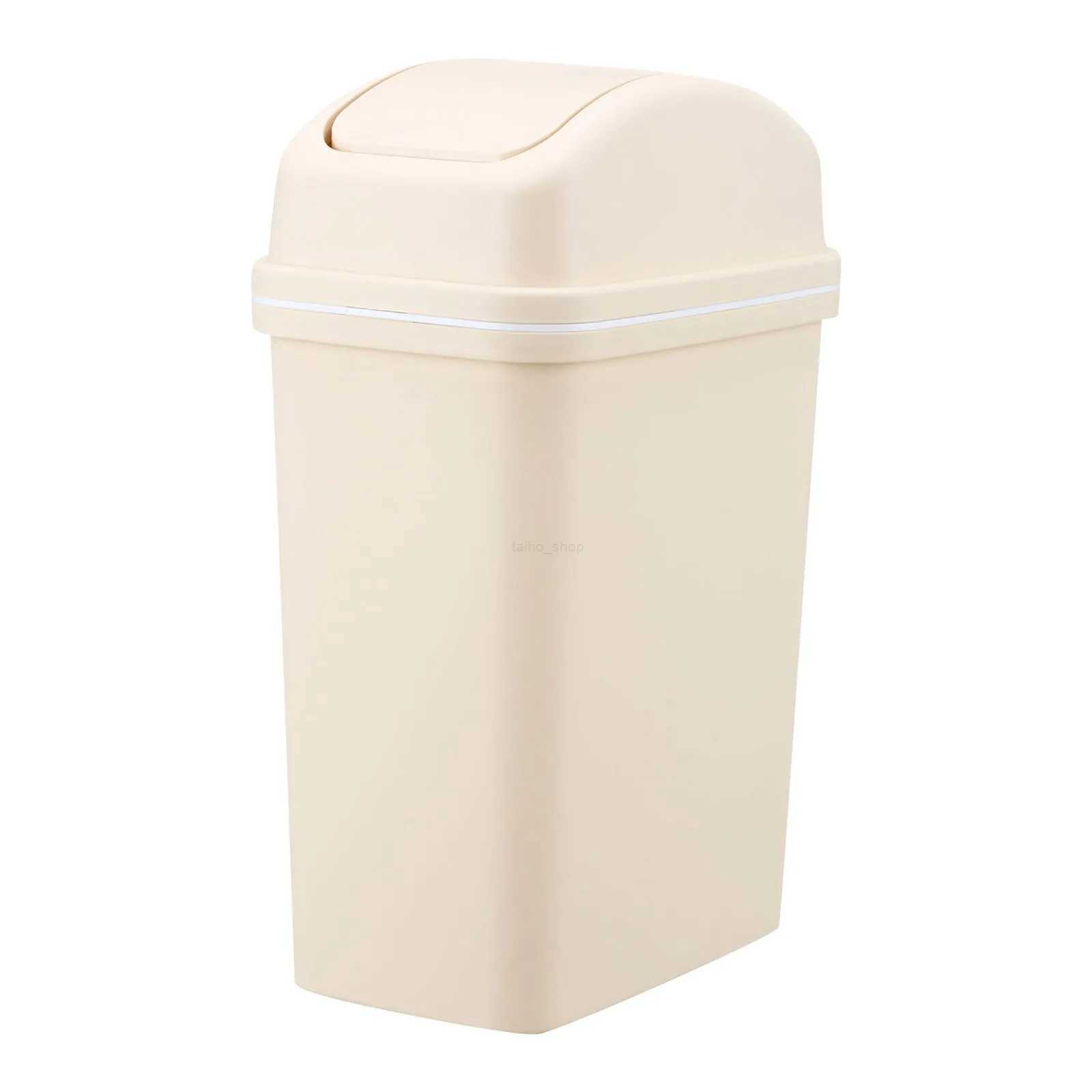 Trash Can Household Large Capacity Creative Swing Lid Trash Can European Style Bathroom Trash Can Sealing StripB240726