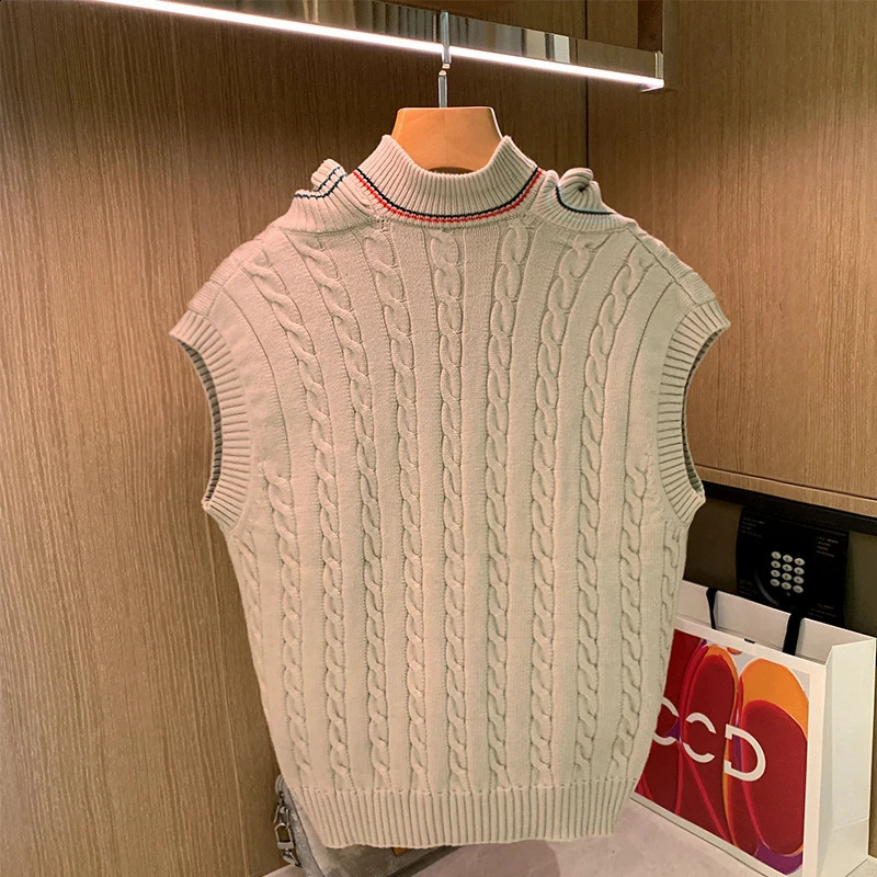 Sweater Vest Men Patchwork Leisure Loose All-match Streetwear Sleeveless Sweaters Vest Mens Chic Korean Style Teenss Y131 240726