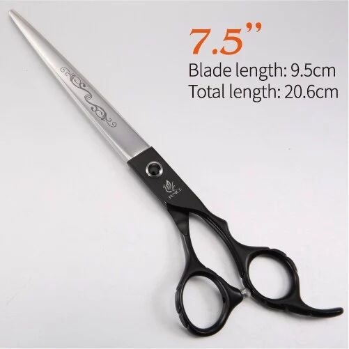 Fenice 7.0/7.5/8.0 inch Straight Cutting Scissors for Dogs Professional Grooming Shear Flower Pattern Japan 440C