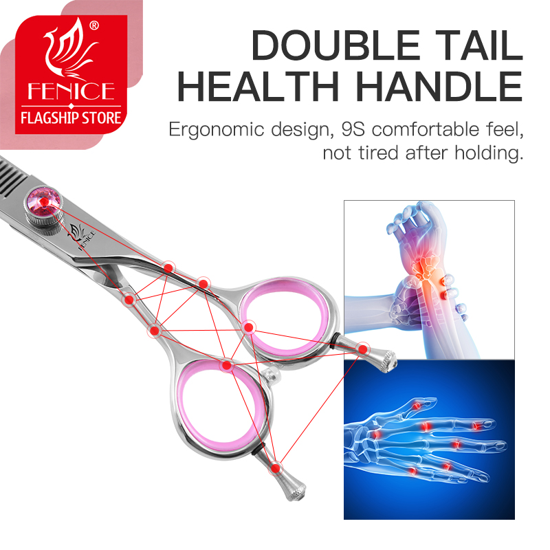 Fenice Professional Japan 440C 6.5 7.0 7.5 inch Pet Dog Grooming Scissors Thinning Shears Thinning Rate 35%