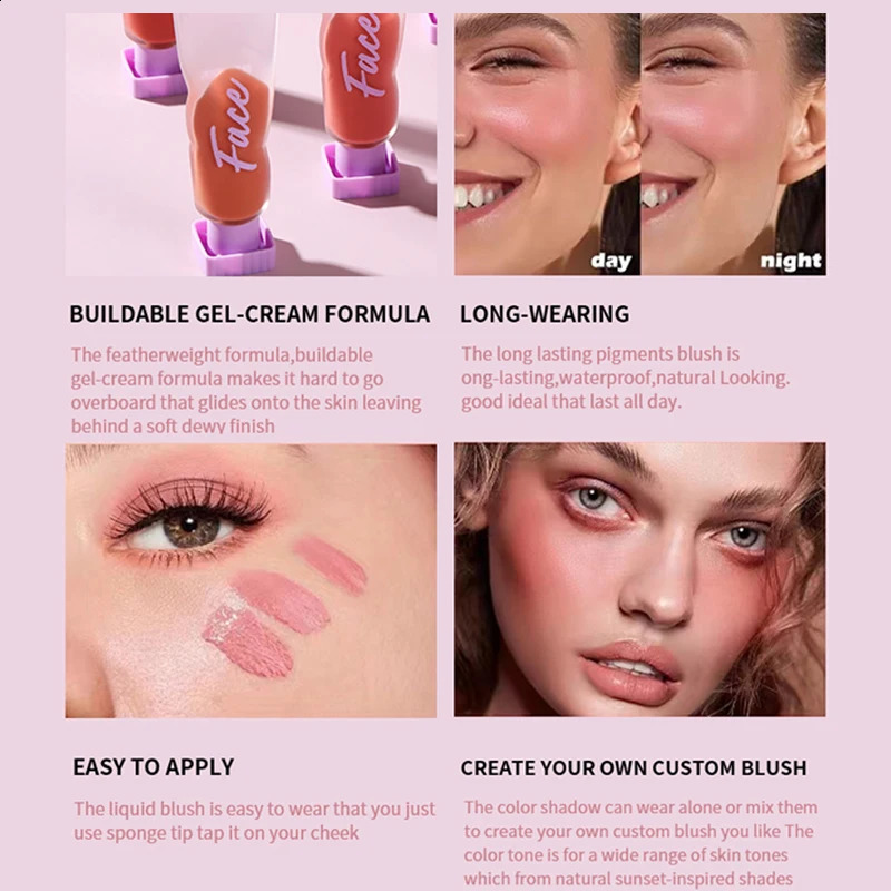 6 colors of red cream liquid blush mud swelling color blush moisturizing easy to color matte nude color 240719