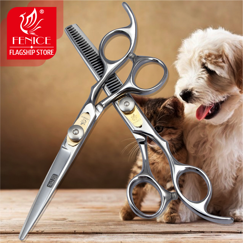 Fenice 6 Inch Dog Grooming Scissors Set Animal Haircut Scissors Kit Cutting and Thinning Shears Set thinning rate 25%-30%