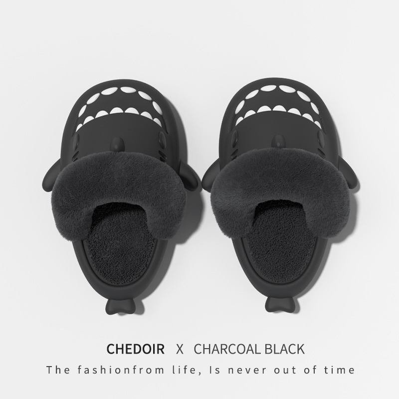 Free shipping 2024 Shark Slippers with Removable Inner Waterproof Thickened Warm Cute Couple Anti slip Cotton Shoes for Women and Men size