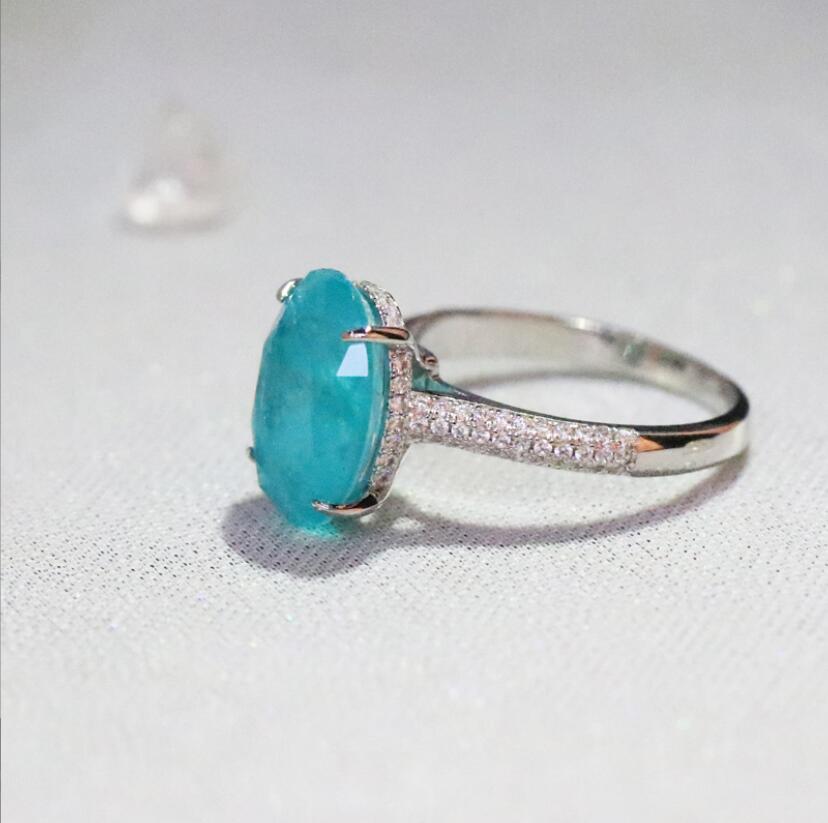 Paraiba Wedding Sterg Sier Dove Egg Moissanite Dia Engagement Ring