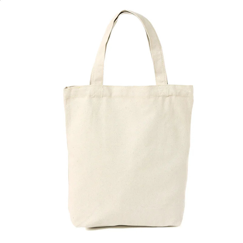 Large Capacity Canvas Shoulder Handbag Folding EcoFriendly Cotton Tote Bags Reusable DIY Bag Grocery Beige White 240725ZYl