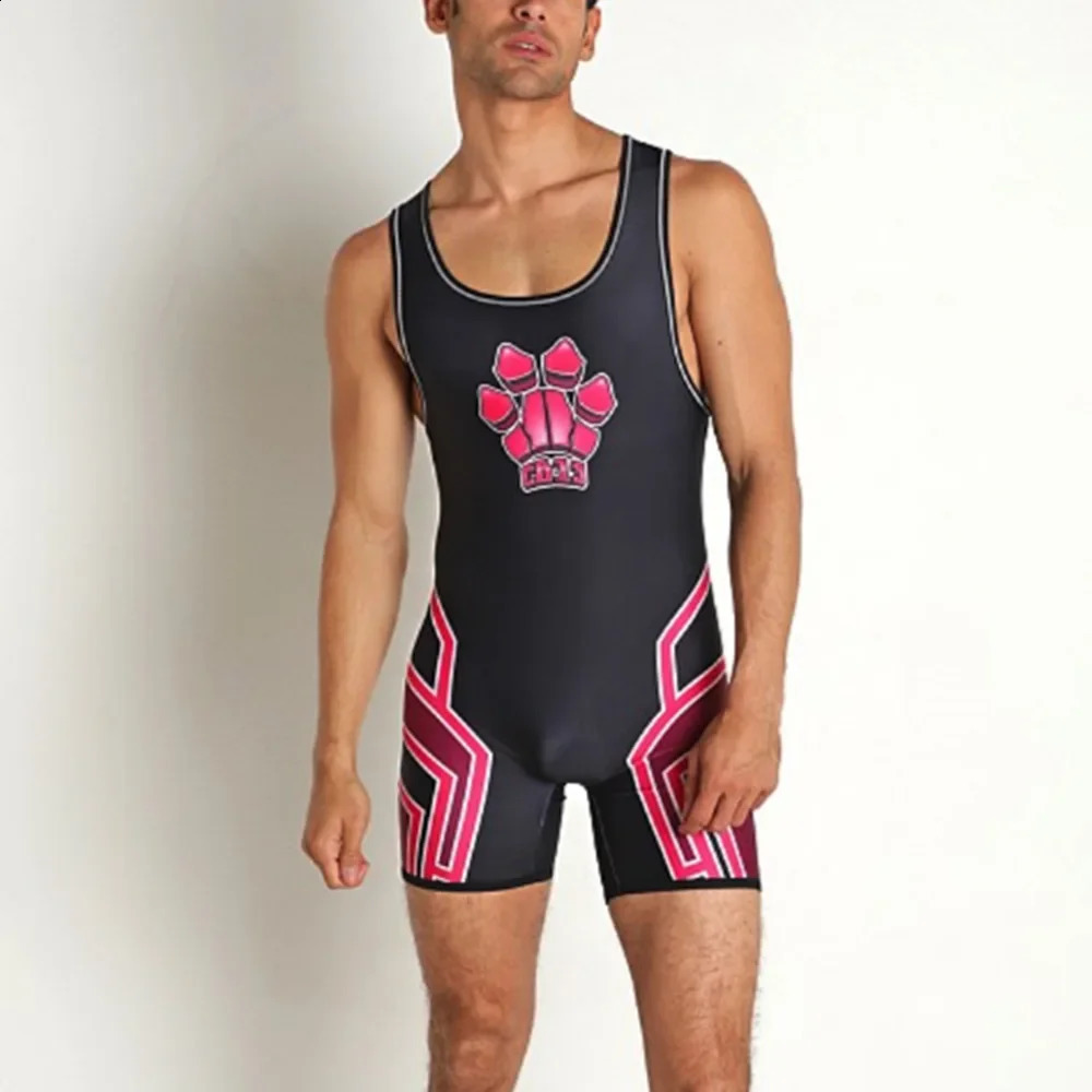 Wrestling Singlet Tummy Control Wear Gym Sports Sleeveless Triathlon Powerlifting Clothing Breathable Running One Piece Bodysuit 240718