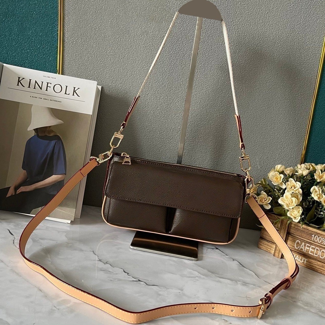 Designer Baguette bag Shoulder Bag Luxury Flap Satchel Bag Womens Mens Clutch Bags Vintage old flowers CrossBody Tote Handbag Leather Purses Fashion wallets
